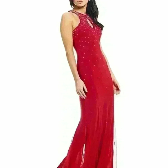 NEW! MORGAN & CO Women’s Size 3 Keyhole Embellished Gown - Picture 2 of 2